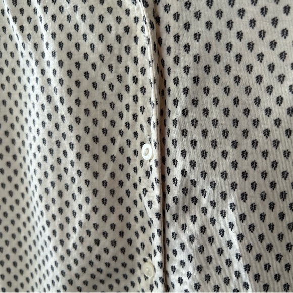 [M] H&M Button Down Creme w/ Mini Black Ferns Printed Sleeveless Tank Top Blouse - Picture 7 of 11